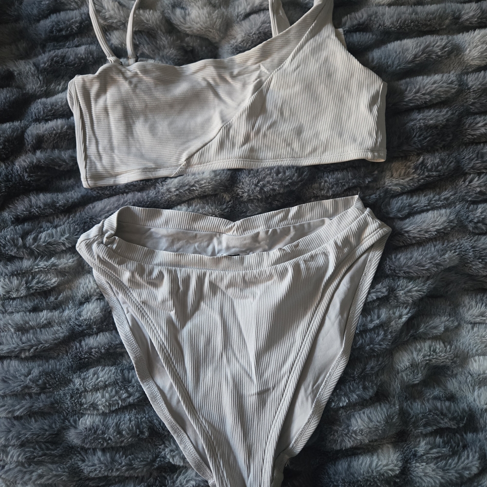 BECCA Ribbed Bralette and Brief Set - Cream